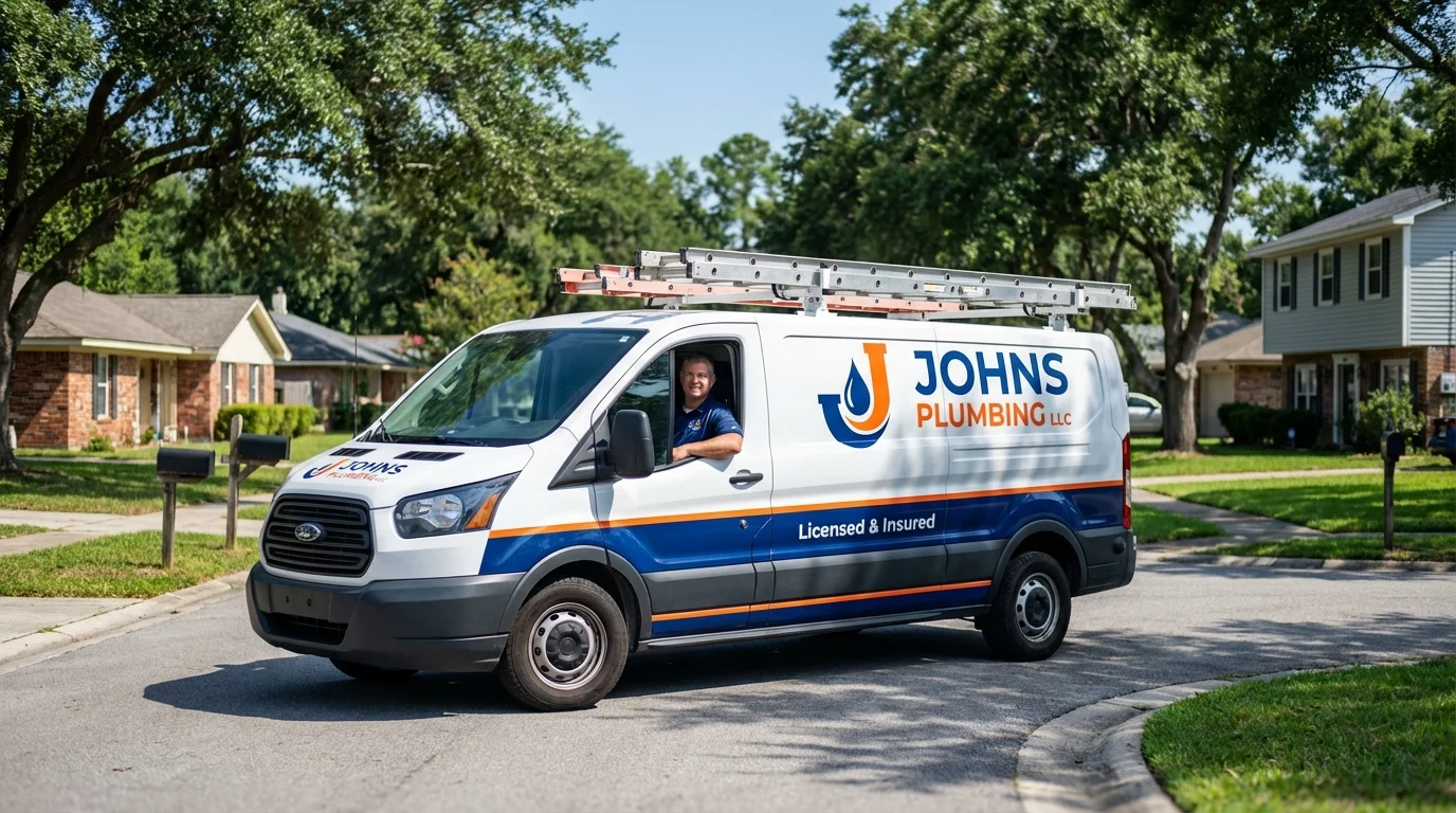 Johns Plumbing LLC service van in Olmsted Falls, OH